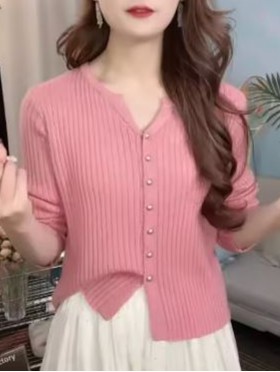 V-Neck Long Sleeve Knitted Open Cardigan
